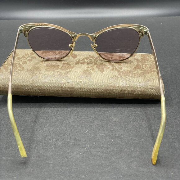 VTG Cat Eye Glasses Mid Century Gold Tone Ornate 1/10 12K GF 44 Alum With Case - Picture 8 of 16